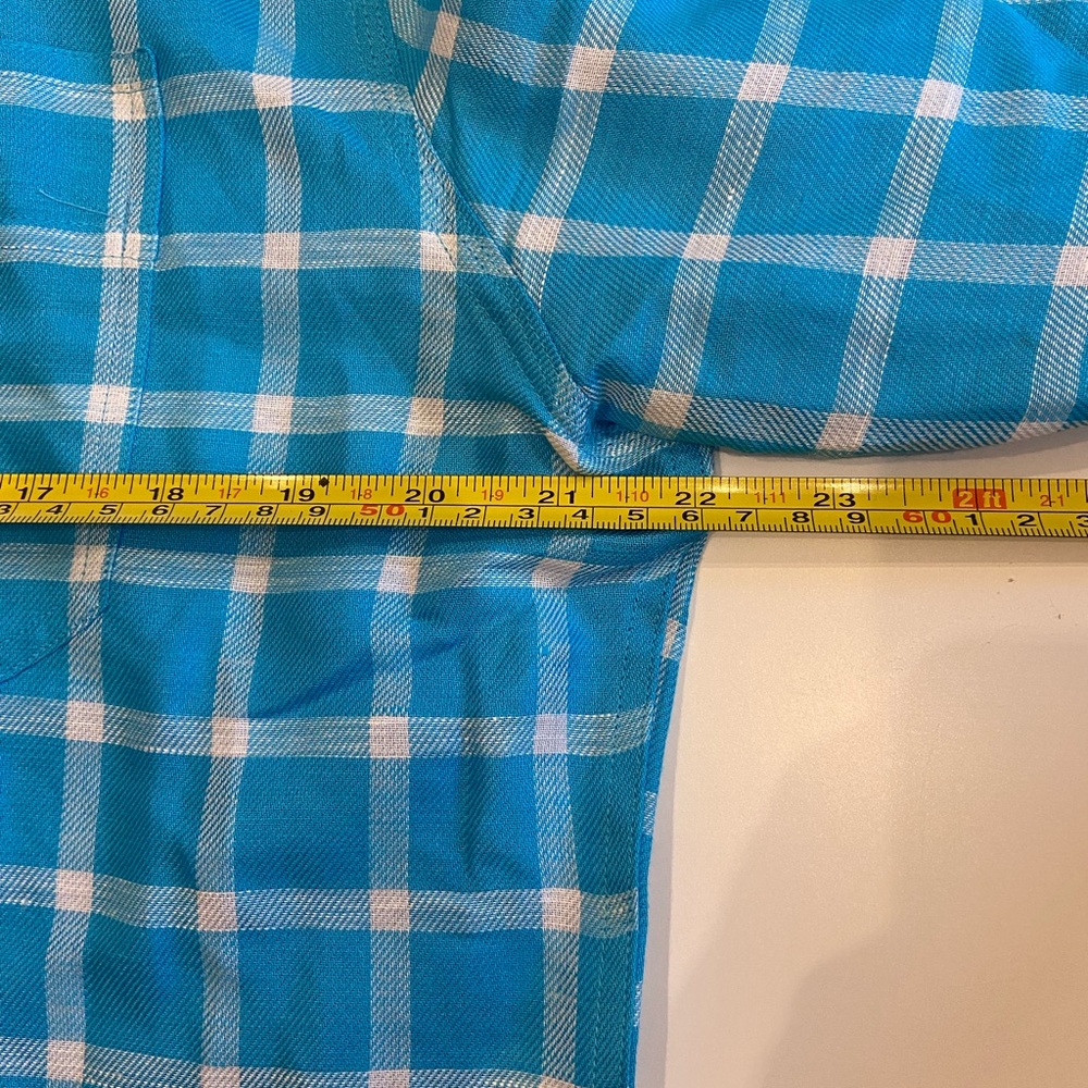 NWT johnnie-O, Men’s Medium L/S Button-Down Shirt, Teal and White, $80 - Picture 5 of 6